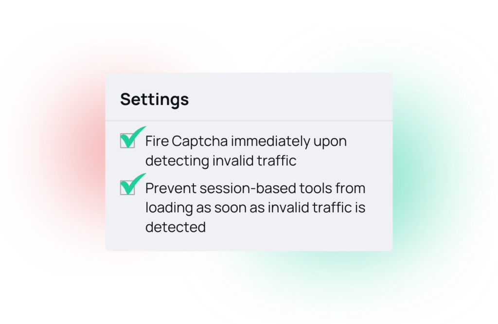 Mockup showcasing a setting section where the user has two options to protect his website.